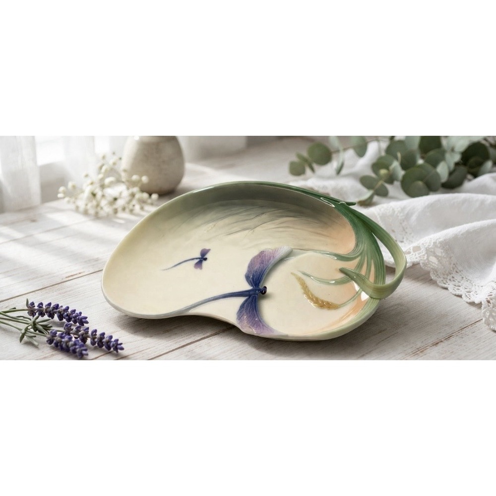 Vintage 2003 Franz Porcelain Collection Dragonfly‎ Dessert Tray FZ00260